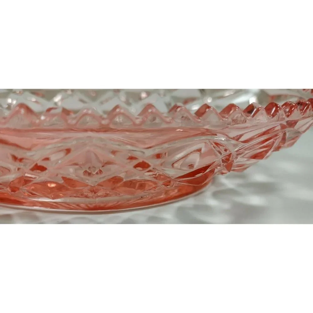 Set Of 2 Imperial Glass Pink Little Jewel Diamond Block Depression Celery Dish